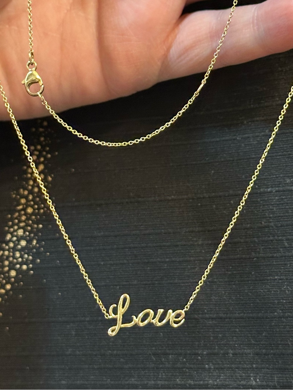 14K Solid Gold 'Love' Script Necklace 585 Adjustable 2.11 Grams - Picture 4 of 7
